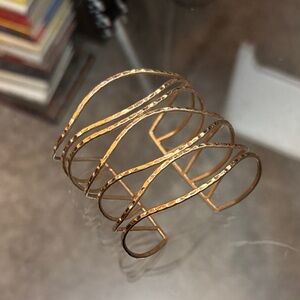 Anthropologie Gold Hammered Cuff Bracelet